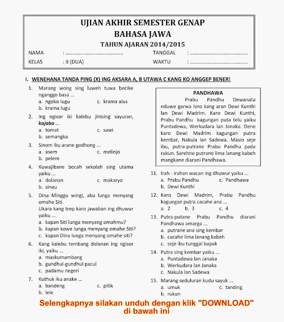 7 Rahasia Latihan Contoh Soal Bahas Jawa UAS Kelas 3 Agar Nilai Anak Tembus Sempurna 7 Rahasia Latihan Contoh Soal Bahas Jawa UAS Kelas 3 Agar Nilai Anak Tembus Sempurna