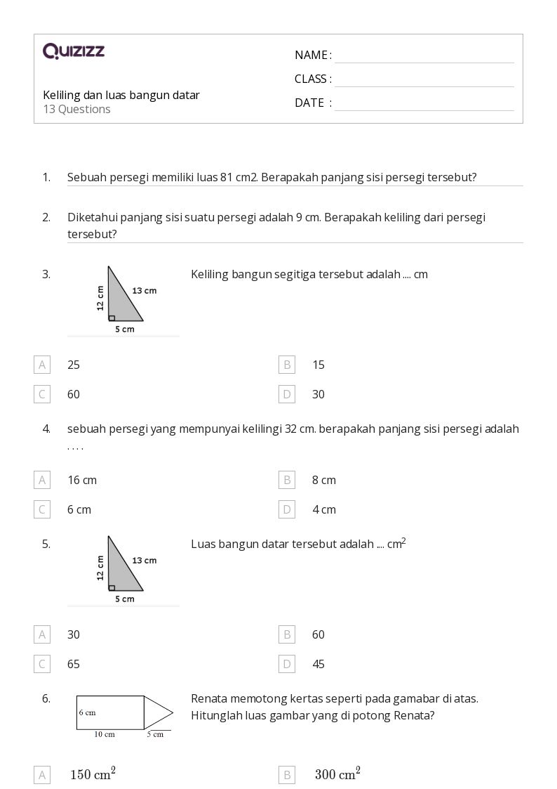50 lembar kerja Keliling Persegi Panjang untuk Kelas 5 di Quizizz 50 lembar kerja Keliling Persegi Panjang untuk Kelas 5 di Quizizz