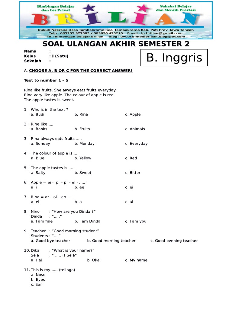 5 Contoh Soal Bacaan Bahasa Inggris SD Kelas 3 yang Wajib Dikuasai Sebelum Ujian 2026 5 Contoh Soal Bacaan Bahasa Inggris SD Kelas 3 yang Wajib Dikuasai Sebelum Ujian 2026