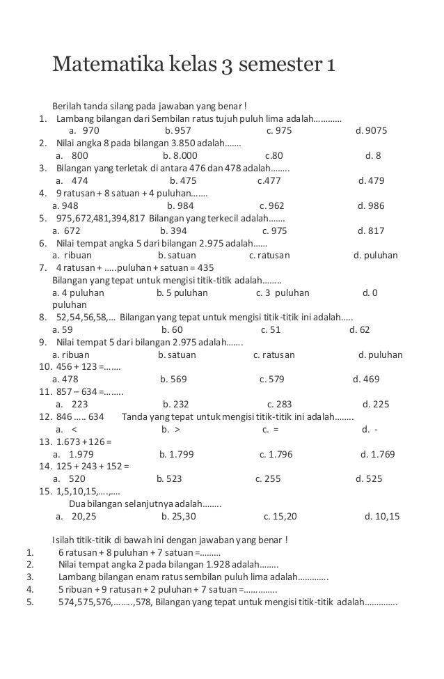 download soal ulangan harian kelas 3 sd semester 1 ktsp download soal ulangan harian kelas 3 sd semester 1 ktsp