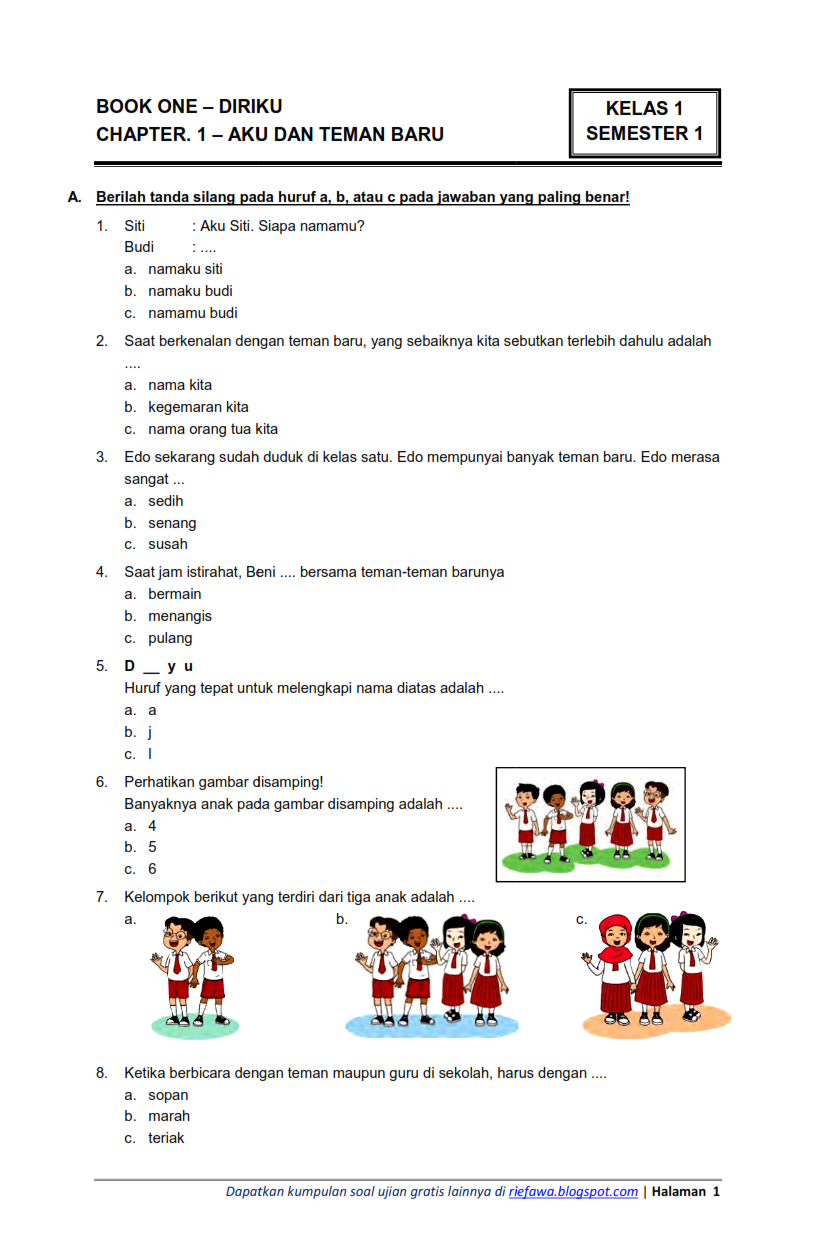 contoh soal uts mi kelas 3 semester 2