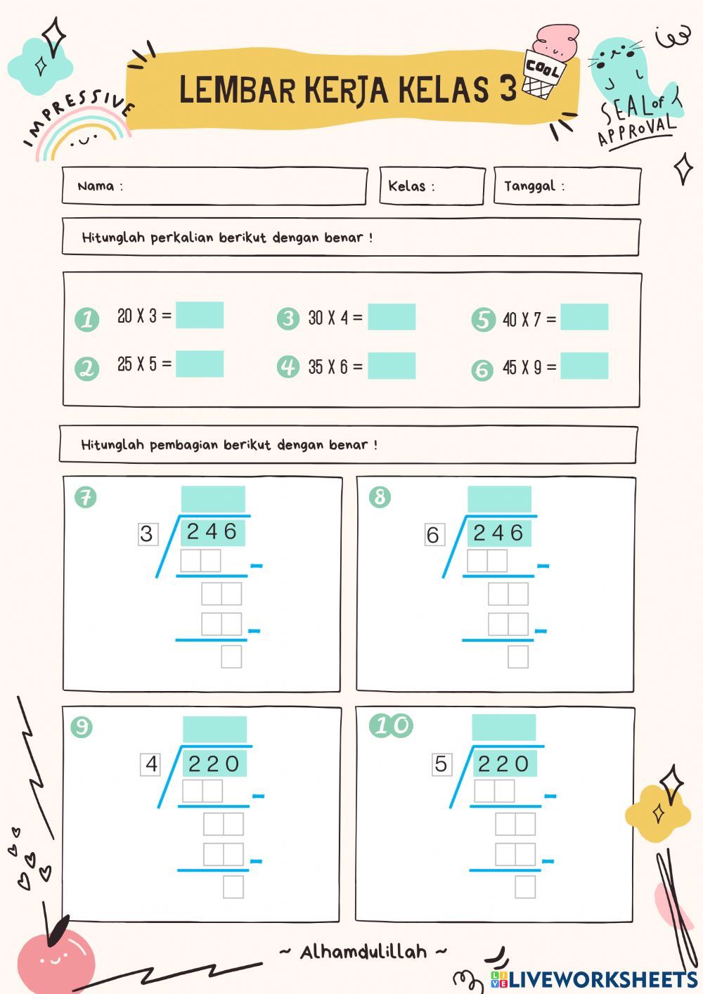 LKPD Matematika online exercise for Kelas 3 Math subtraction