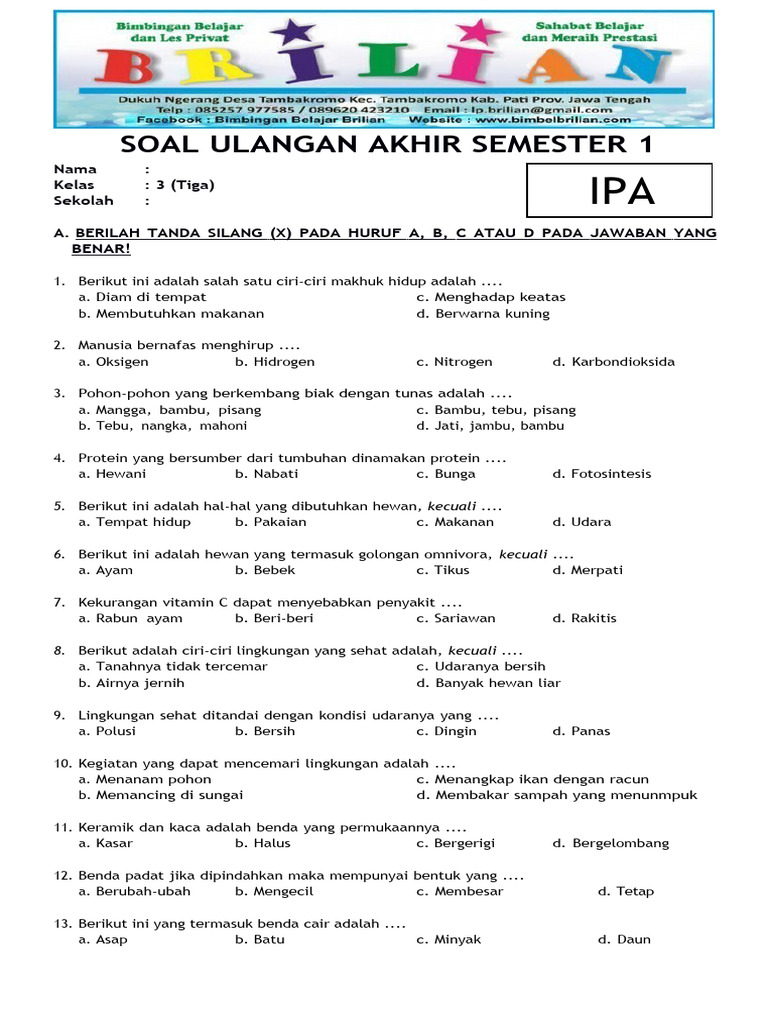 Terbukti 7 Kumpulan Soal IPA Kelas 3 SD Semester 1 yang Bikin Anak Sukses di OMI 2026 Terbukti 7 Kumpulan Soal IPA Kelas 3 SD Semester 1 yang Bikin Anak Sukses di OMI 2026