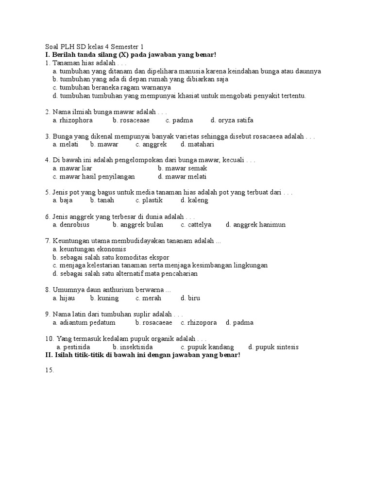 Ternyata Ini Contoh Soal PLH Kelas 4 SD Semester 1 yang Wajib Dikuasai Siswa Sebelum Ujian Ternyata Ini Contoh Soal PLH Kelas 4 SD Semester 1 yang Wajib Dikuasai Siswa Sebelum Ujian