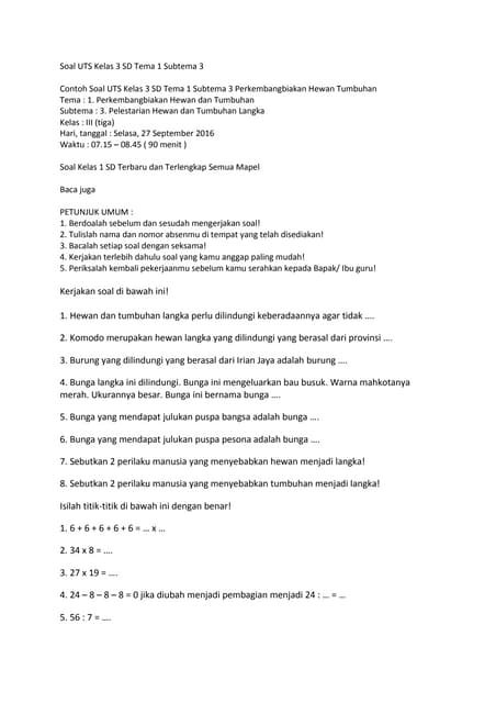 Ternyata Masih Banyak yang Cari Download Soal UKK Kelas 3 SD Tahun 2017, Ini Daftar Lengkap Lembar Kerja Siap Cetaknya