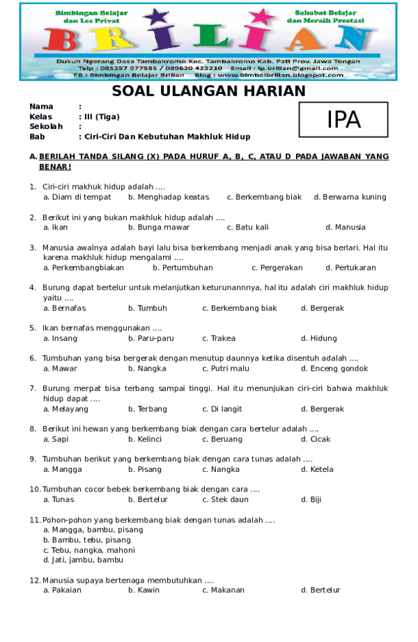Rahasia Sukses! Kumpulan Soal IPA Kelas 3 SD Semester Satu Lengkap Beserta Pembahasan Rahasia Sukses! Kumpulan Soal IPA Kelas 3 SD Semester Satu Lengkap Beserta Pembahasan