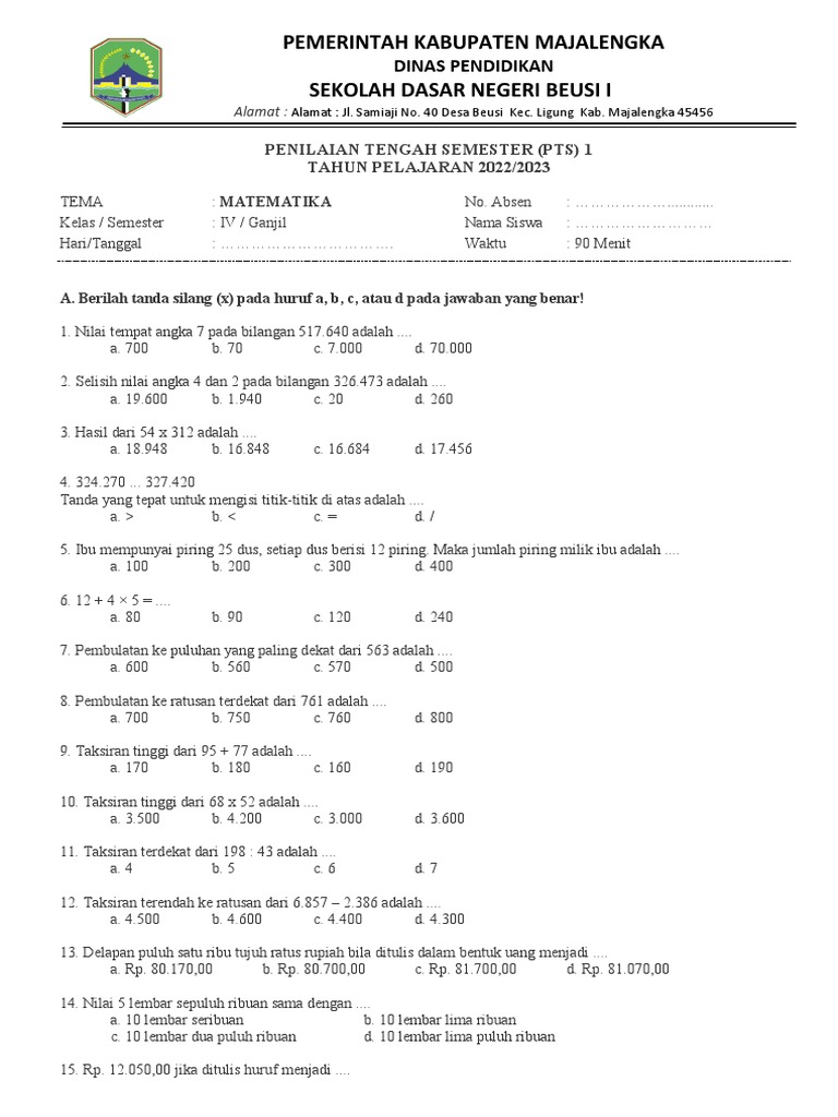 Rahasia Cepat Jawab Soal SD Kelas 4 Matematika Semester 1 Agar Nilai Langsung A Rahasia Cepat Jawab Soal SD Kelas 4 Matematika Semester 1 Agar Nilai Langsung A