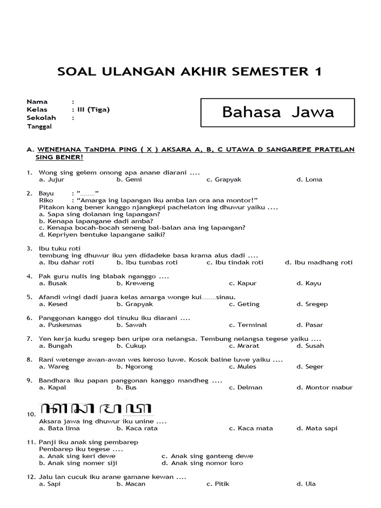 Rahasia Nilai Sempurna Bocoran Soal UAS Semester 1 Kelas 3 MI yang Wajib Diketahui