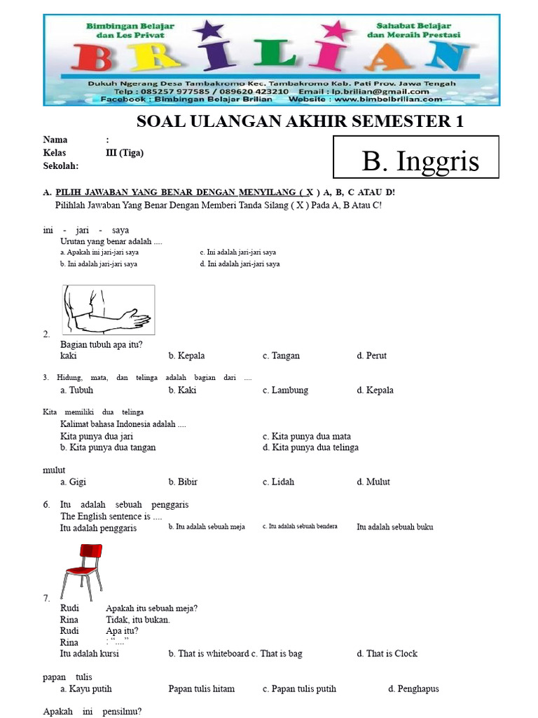 Rahasia Skor Sempurna Lewat Bocoran Soal UAS Semester 1 Bahasa Inggris Kelas 3 SD Rahasia Skor Sempurna Lewat Bocoran Soal UAS Semester 1 Bahasa Inggris Kelas 3 SD
