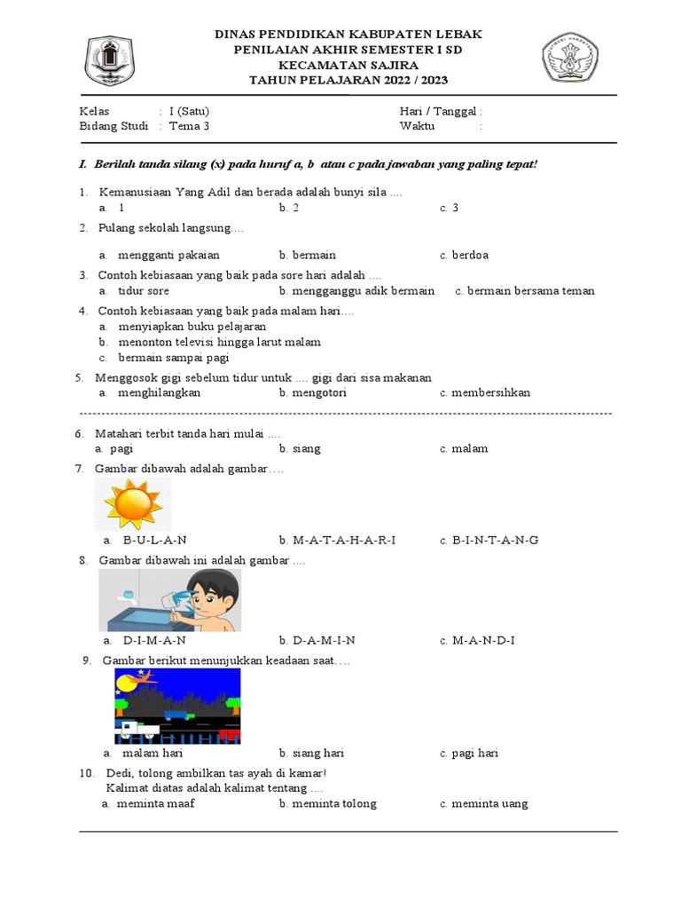 Wajib Tahu 3 Bocoran soal uas semester 1 kelas 1 tema 3 Agar Nilai Langsung Sempurna Wajib Tahu 3 Bocoran soal uas semester 1 kelas 1 tema 3 Agar Nilai Langsung Sempurna